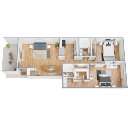 Icon on Spanish Trail Apartments in Tucson, Arizona 2x2 Floor Plan