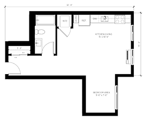 Studio A Floorplan at Kinline, Beaverton, 97003