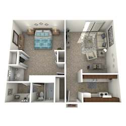 1 Bed 1 Bath Floor Plan at Icon Apartments, Tucson, AZ