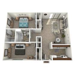 2 Bed 2 Bath Floor Plan at Icon Apartments, Tucson, 85712