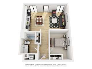 LL Hawkins 1 Bed 1 Bath D Floor Plan