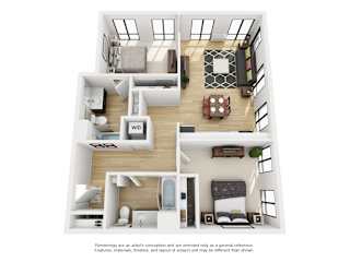 LL Hawkins 2 Bed 2 Bath B Floor Plan