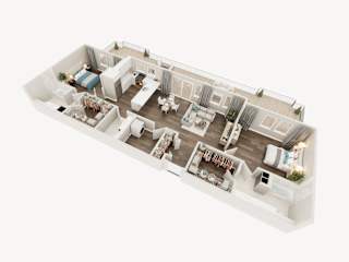 Lux Apartments 3d Floor Plan 2-3A