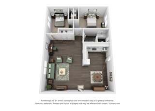 Marine View 2 Bed 1 Bath Flat Floor Plan