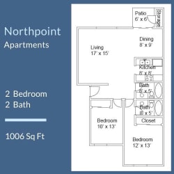 Northpoint Apartments 2 Bed 2 Bath Floor Plan