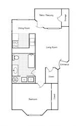 Floor Plan 1x1 700 SF