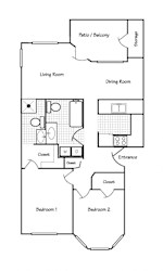 Floor Plan 2x2 950 SF