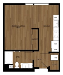 Blis Apartments Studio Floor Plan