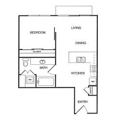 1x1 A Floor Plan at Koi Apartments, Seattle, Washington, 98107