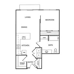 1x1 C Floor Plan at Koi Apartments, Seattle