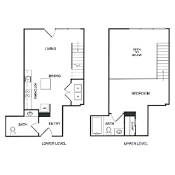 1x1 Live Work C Floor Plan at Koi Apartments, Seattle, 98107