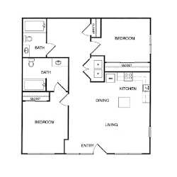 2x2 F Floor Plan at Koi Apartments, Seattle, Washington