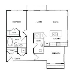 2x2 G Floor Plan at Koi Apartments, Seattle