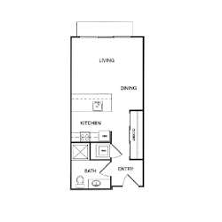 Studio A Floor Plan at Koi Apartments, Seattle, Washington, 98107