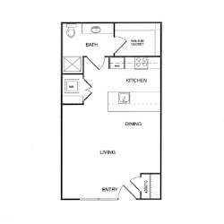 Studio H Floor Plan at Koi Apartments, Seattle, Washington, 98107