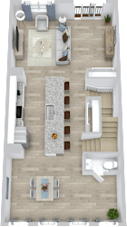 a 3d drawing of a floor plan of a house