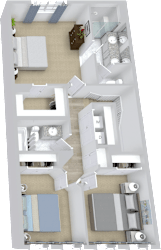 a 3d rendering of a floor plan of a house