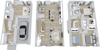 the floor plan of the house with the car in the garage