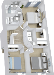 a 3d rendering of a floor plan of a house