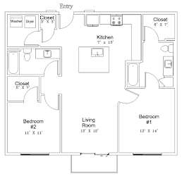 A black and white image of a floor plan for a house.