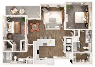 Skye Suwanee Town Center Apartments in Suwanee, Georgia Two Bedroom Floor Plan
