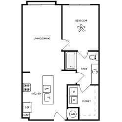Axis Midtown Apartments in Atlanta, Georgia One Bedroom Floor Plan