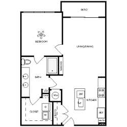 Axis Midtown Apartments in Atlanta, Georgia One Bedroom Floor Plan