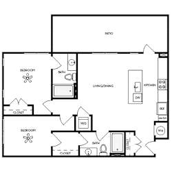 Axis Midtown Apartments in Atlanta, Georgia Two Bedroom Floor Plan