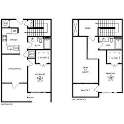 Axis Midtown Apartments in Atlanta, Georgia Two Bedroom Floor Plan