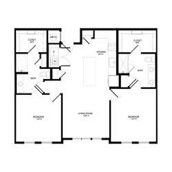 A black and white image of a floor plan for a house.