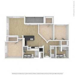 A diagram of a house layout with furniture and appliances.