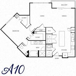 A black and white floor plan of a house with the label A10.