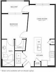 One-Bedroom Floor Plan A1 | Axis Hamilton Apartments
