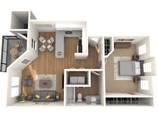 Outlook16 One Bedroom One Bathroom Floor Plan