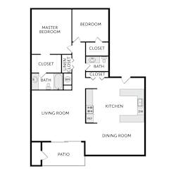 Phoenix Manor Seville Two Bedroom Two Bathroom Floor Plan