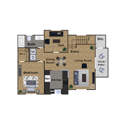 Pioneer Meadows One Bedroom One Bathroom B Floor Plan