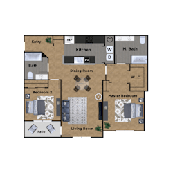 Pioneer Meadows Two Bedroom Two Bathroom A Floor Plan