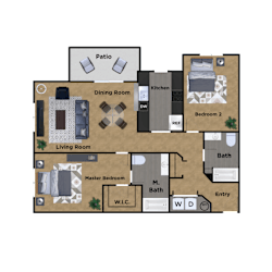 Pioneer Meadows Two Bedroom Two Bathroom B Floor Plan