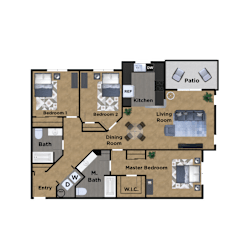 Pioneer Meadows Three Bedroom Two Bathroom Floor Plan