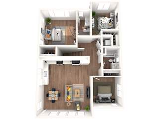 Rancho Valencia Rental Homes in Santa Rosa, California Three Bedroom 3D Floor Plan