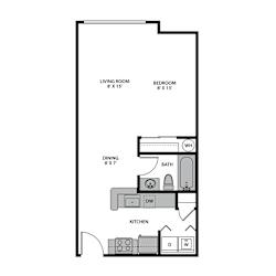 Regency Park Apartments Studio Interior Floor Plan