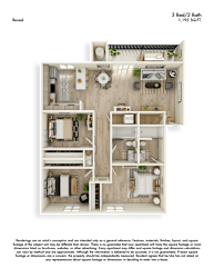 Reveal 3D Floor Plan 3 Bed 2 Bath 1192sf