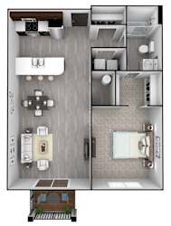 RiverPointe Apartments in South Sioux City, NE One Bedroom Floor Plan