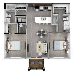 RiverPointe Apartments in South Sioux City, NE Two Bedroom Floor Plan
