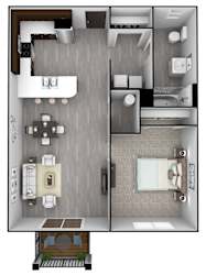 RiverPointe Apartments in South Sioux City, NE One Bedroom ADA Floor Plan