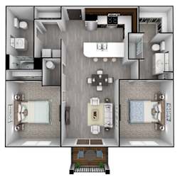 RiverPointe Apartments in South Sioux City, NE Two Bedroom ADA Floor Plan