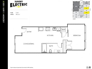 Sunset Electric One Bedroom G Floor Plan