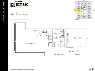 Sunset Electric One Bedroom H Floor Plan