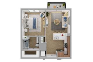 The Brentwood Apartments in Austin, Texas A1b Floor Plan