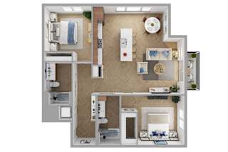 The Brentwood Apartments in Austin, Texas B3a Floor Plan